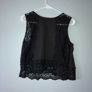 Grey lace crop top